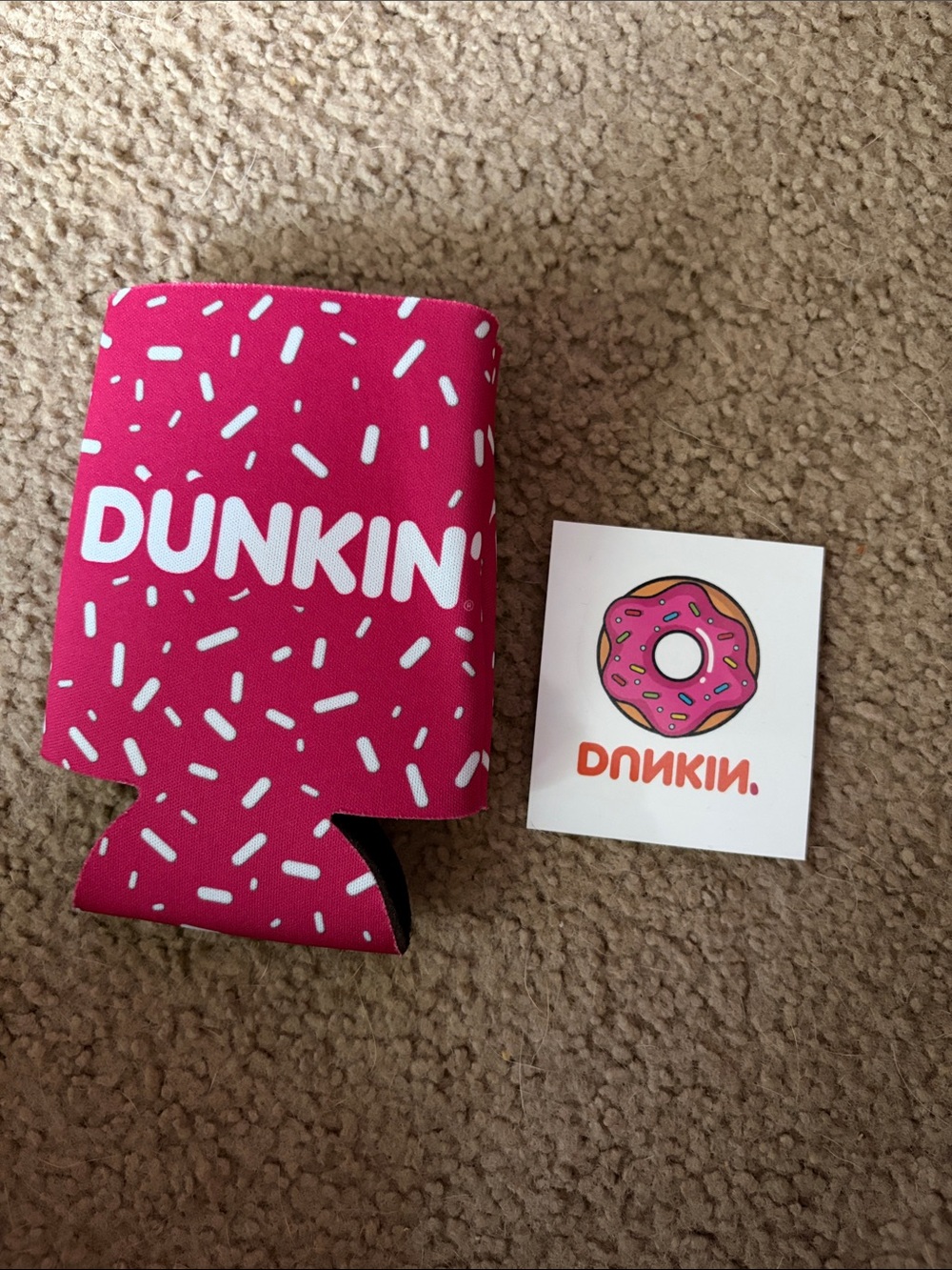 Pink Sprinkle Can Cooler & Dunkin Tattoo